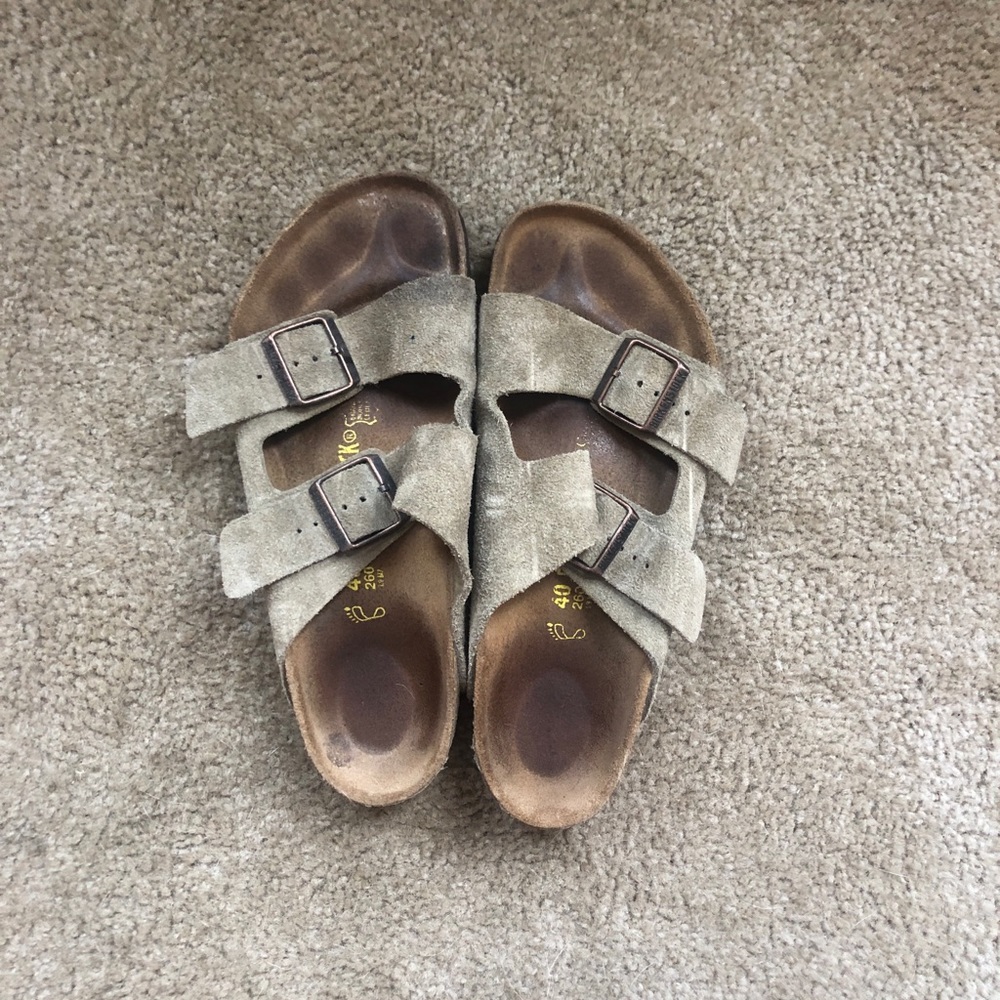 Birkenstock Arizona Taupe Suede Sandals Size 40